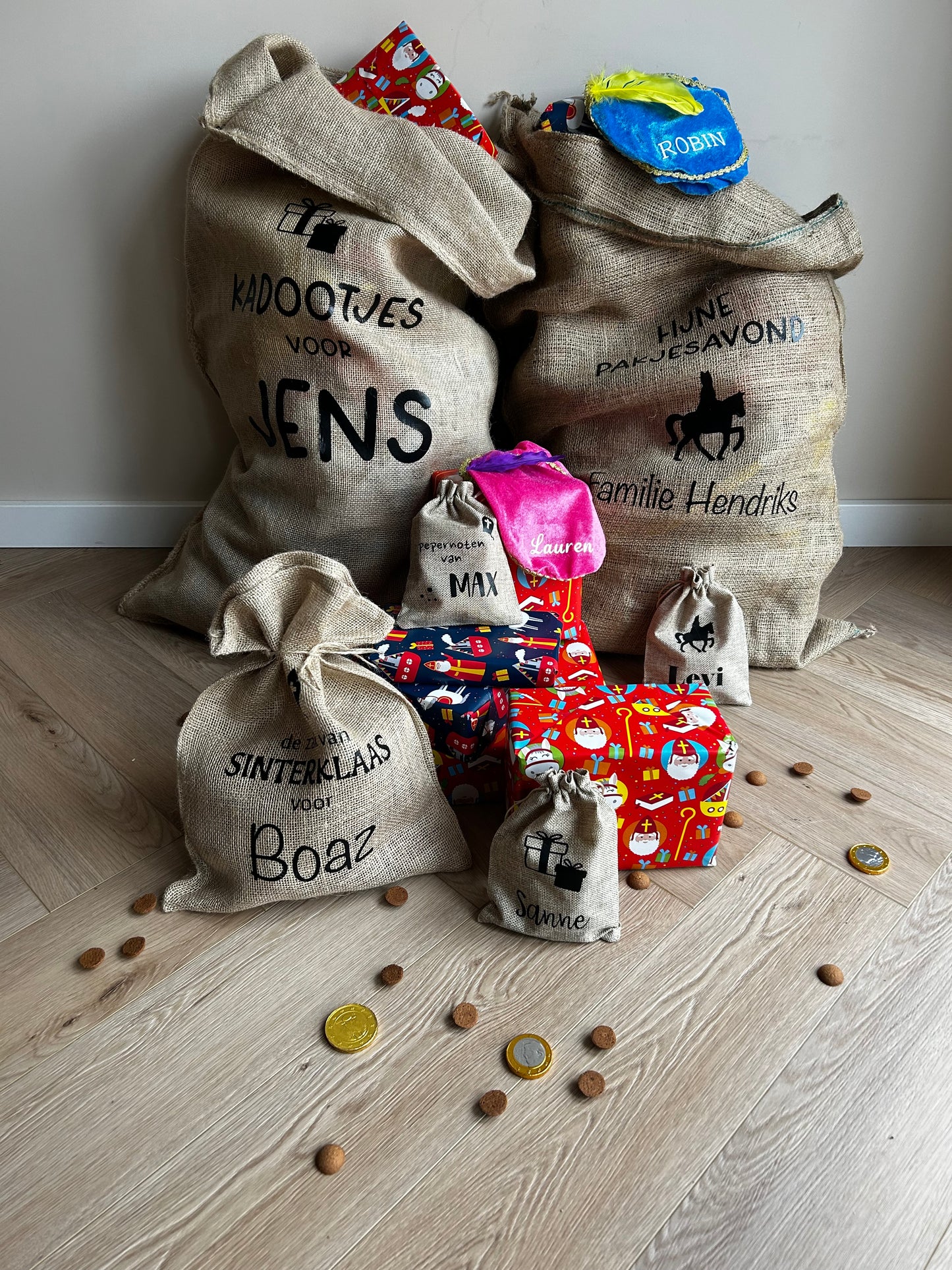 Jute zak sinterklaas met naam