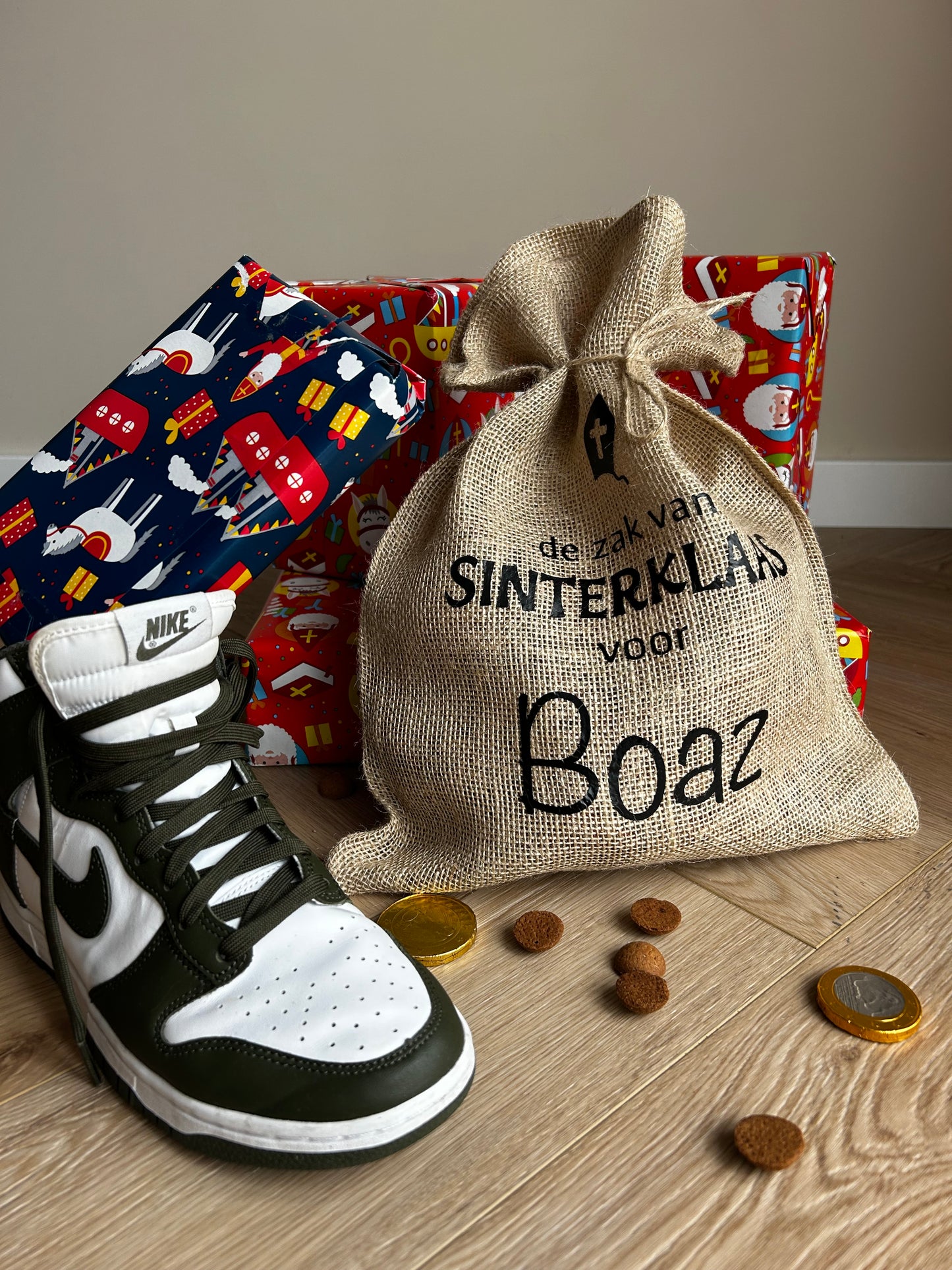 Jute cadeauzak met naam